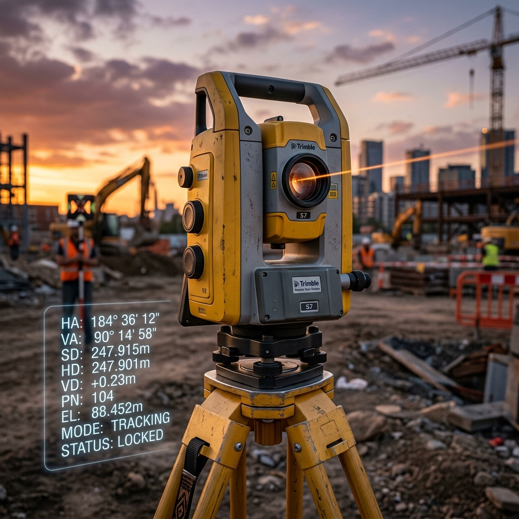 Equipo topográfico en acción