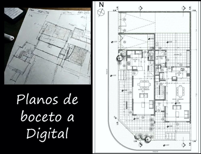 Plano a mano convertido en plano digital